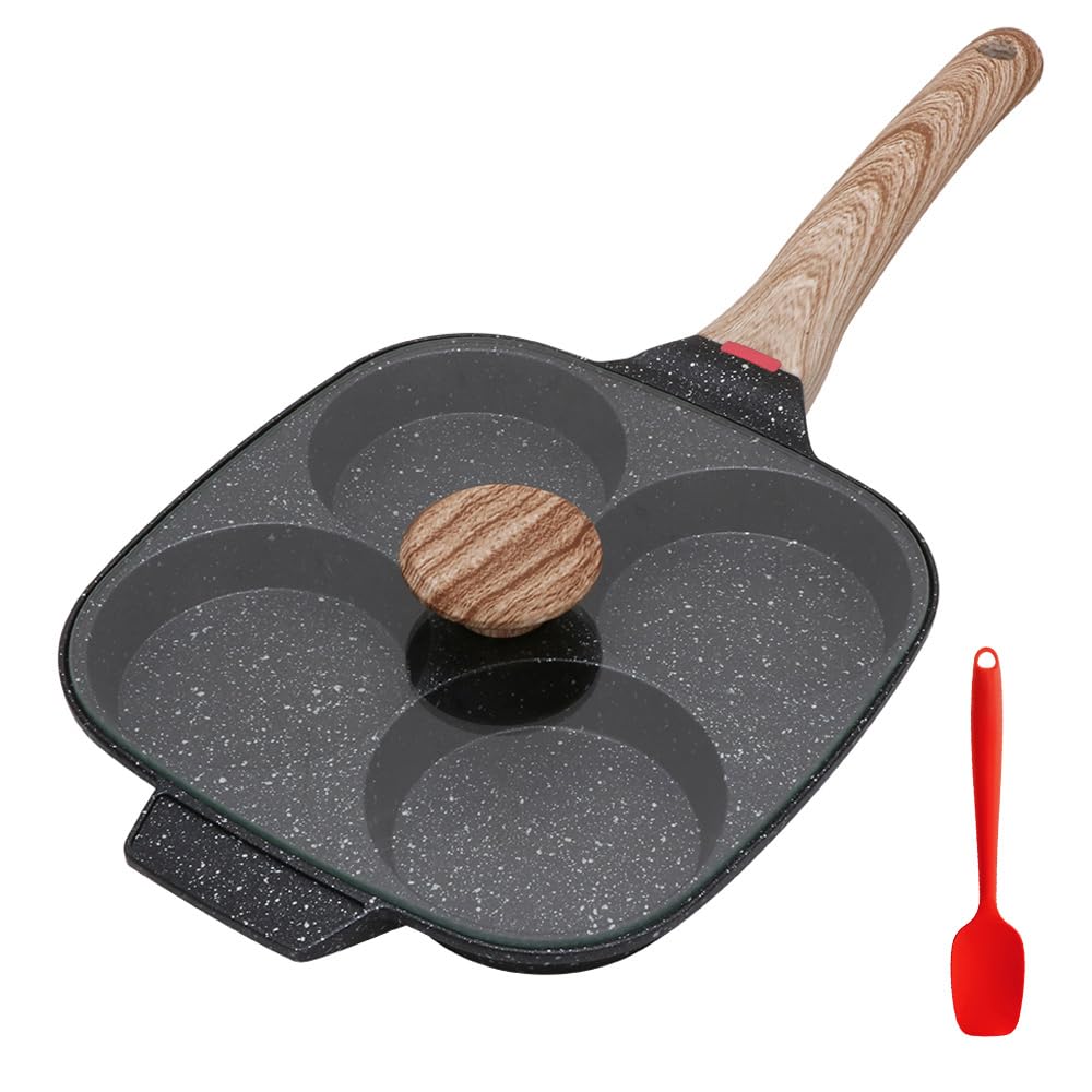 Bobikuke 4-cup egg pan front view with nonstick surface visible for easy cooking