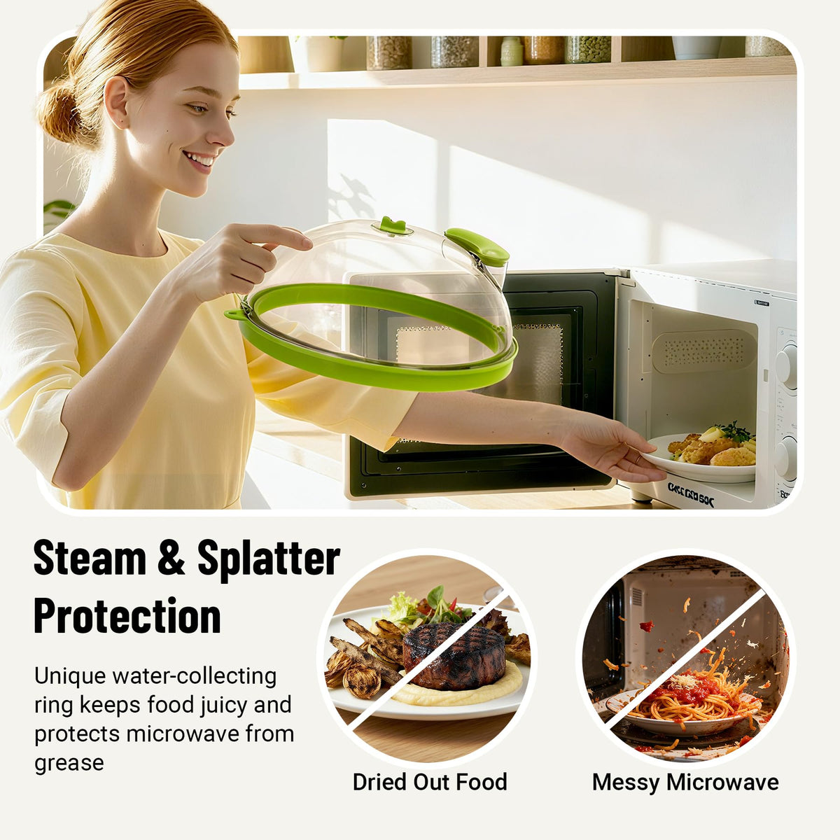 Bobomoment water storage box adds moisture for juicier reheated dishes.