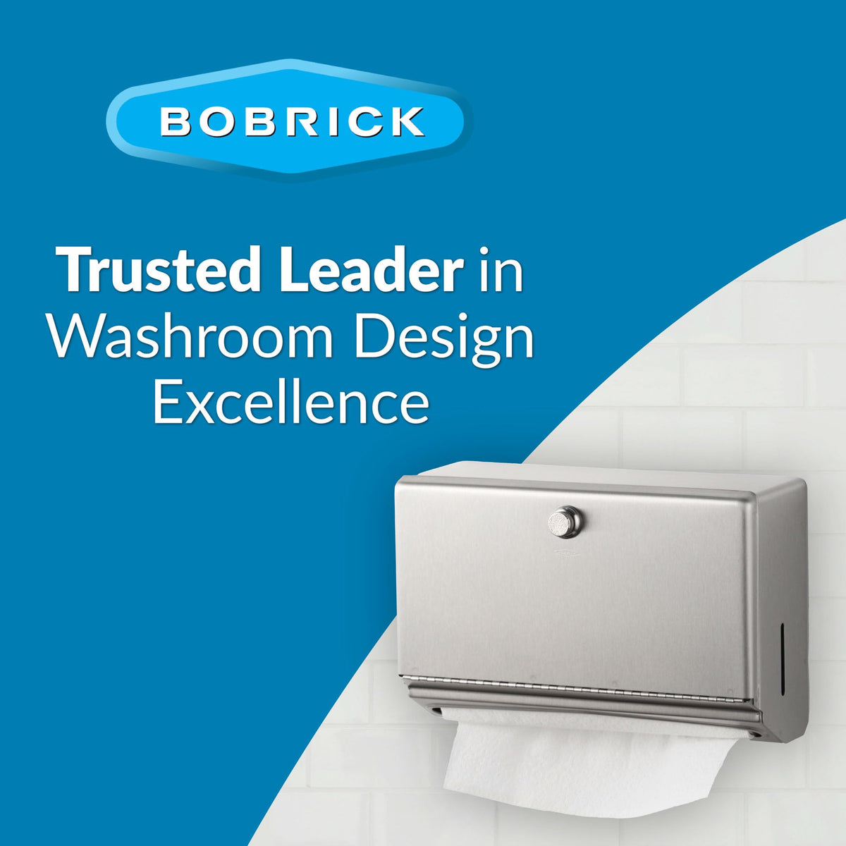 Bobrick capacity up to 200 C-fold or 275 multifold towels for fewer refills.