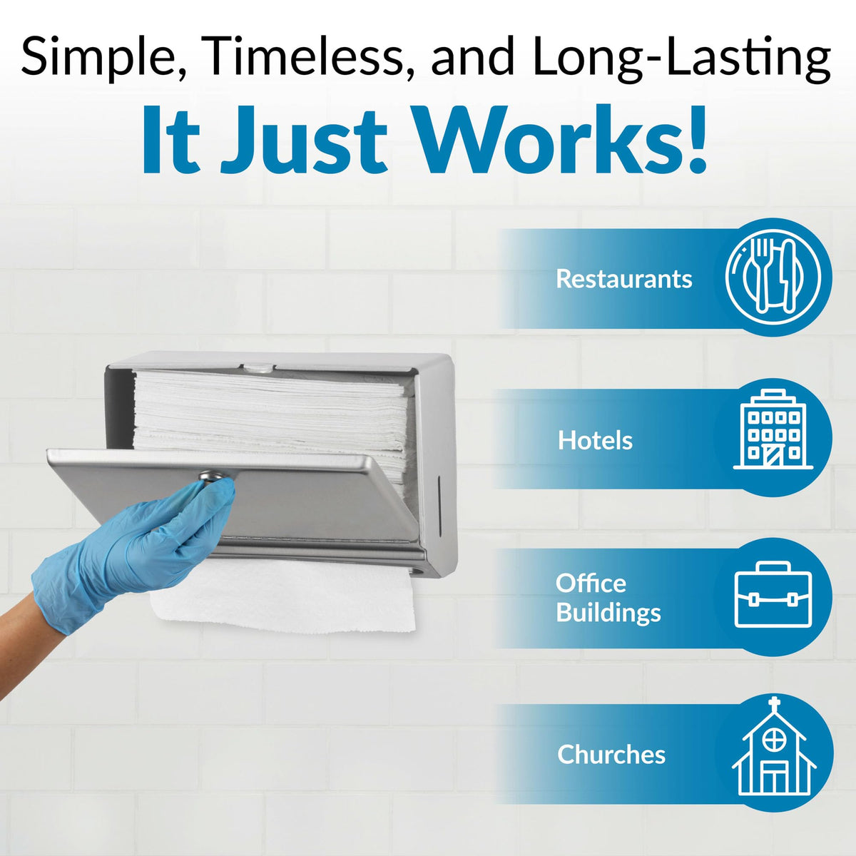 Bobrick compact dimensions enable space-saving installation in small restrooms.