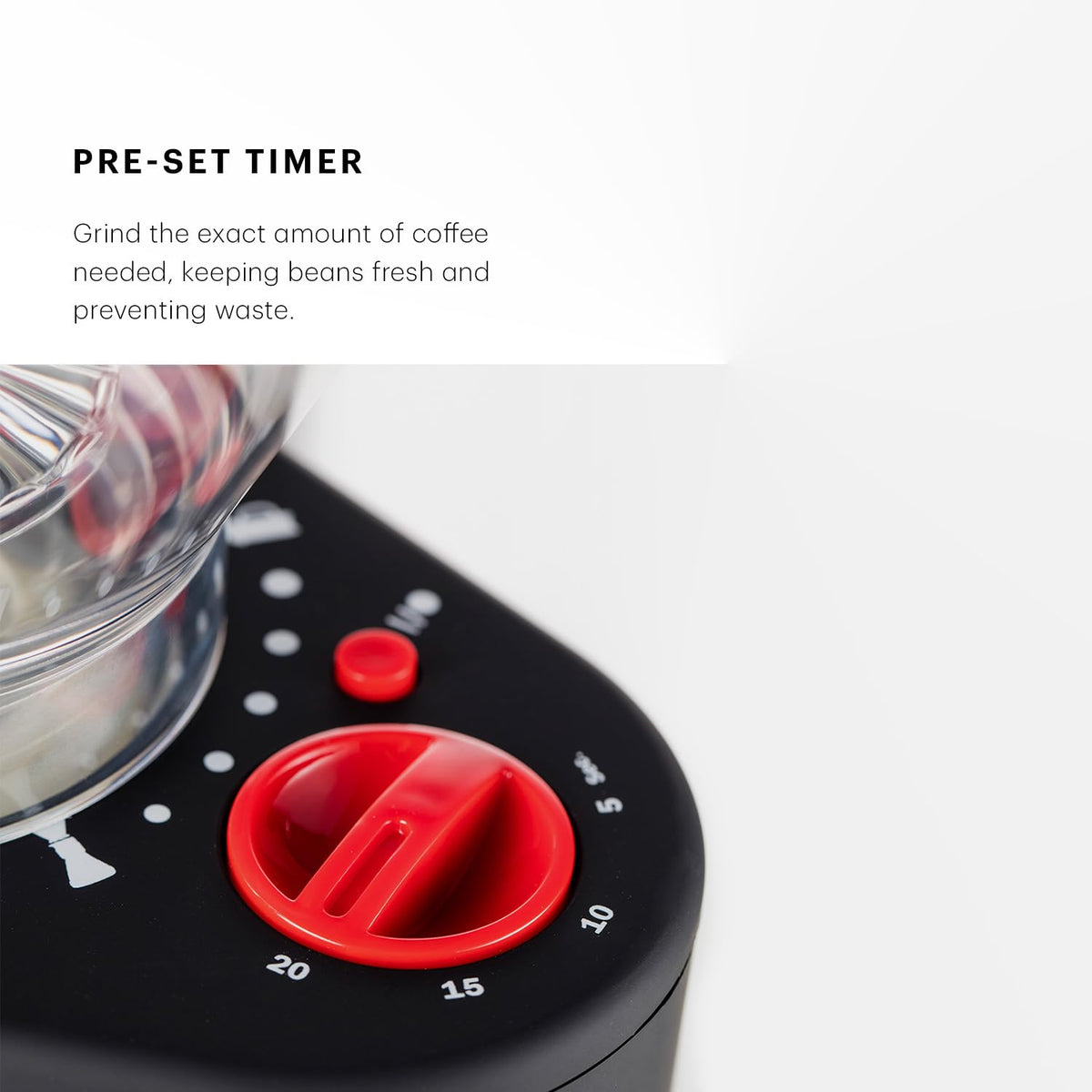 Bodum Bistro grinder inside-base presso container being used to collect grounds