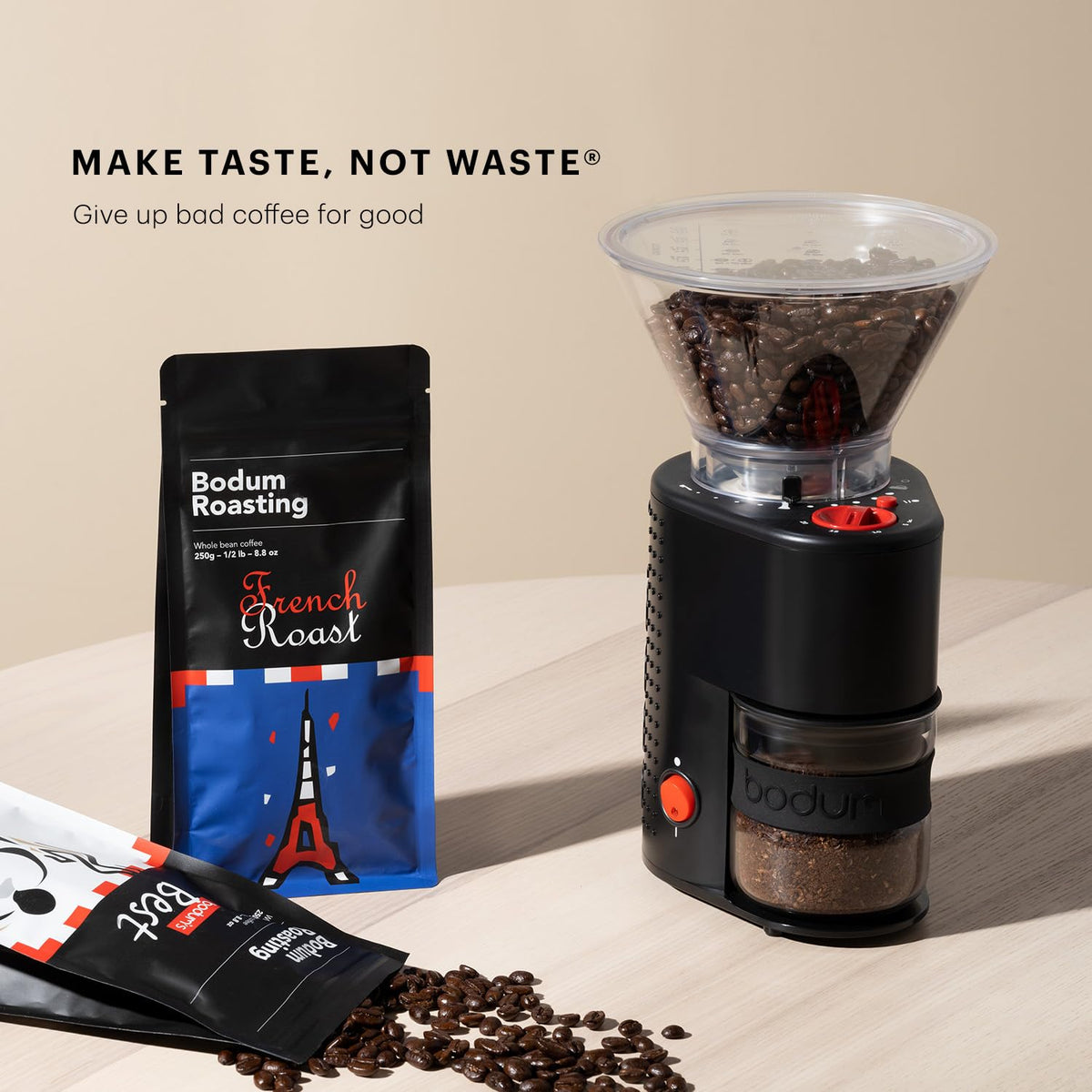 Bodum Bistro grinder with 2-year warranty for durable daily use