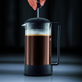 Bodum Brazil 34oz plunger stainless steel highlights simple assembly and durable filtration.