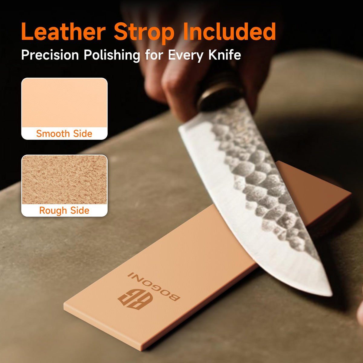 Bogoni versatile kit works with most kitchen and outdoor knives for everyday use.