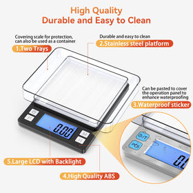 BOMATA USB rechargeable scale powered by USB or batteries.