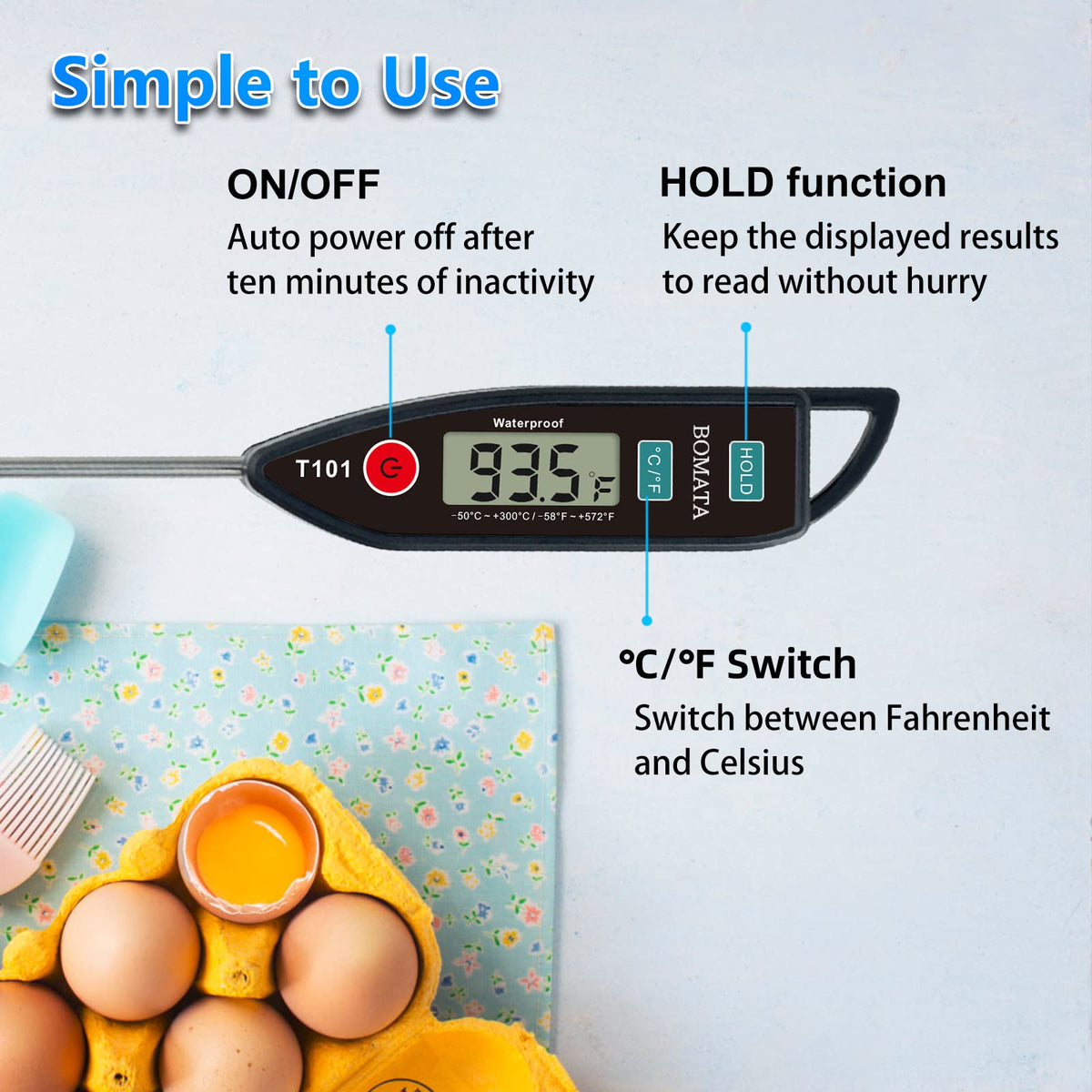 BOMATA hold function allows reading without rush at the counter.
