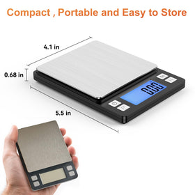 BOMATA tare and auto-off features saving time and energy during weighing.