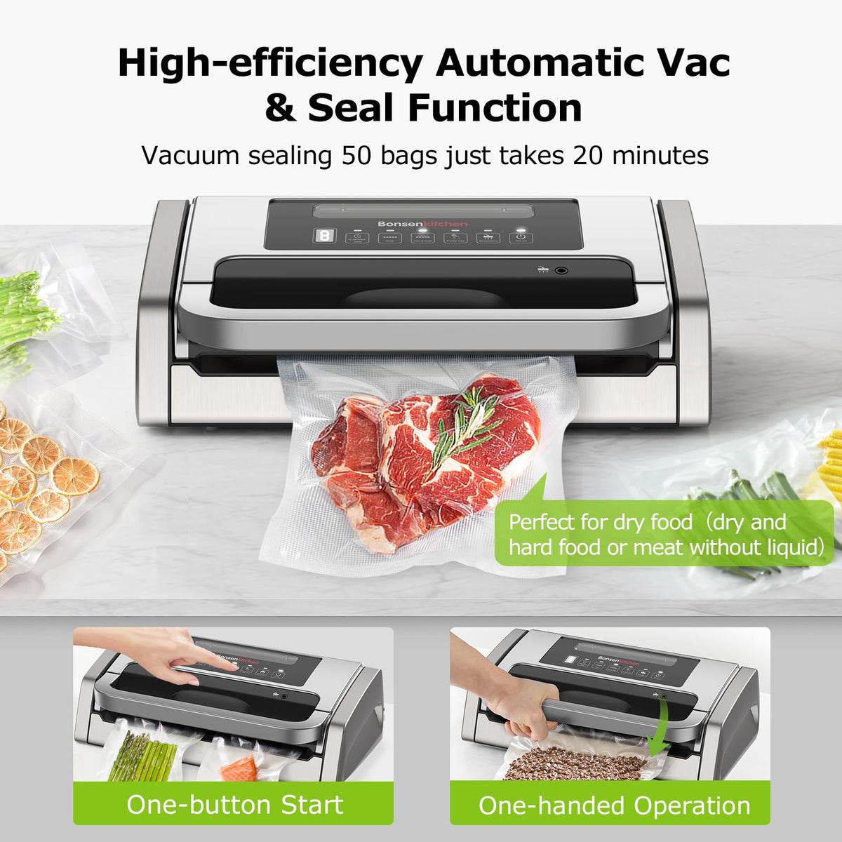 Four-pump Bonsenkitchen sealer delivering strong suction for bulk sealing.
