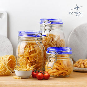 Bormioli Rocco Fido jar in kitchen setup for pantry organization