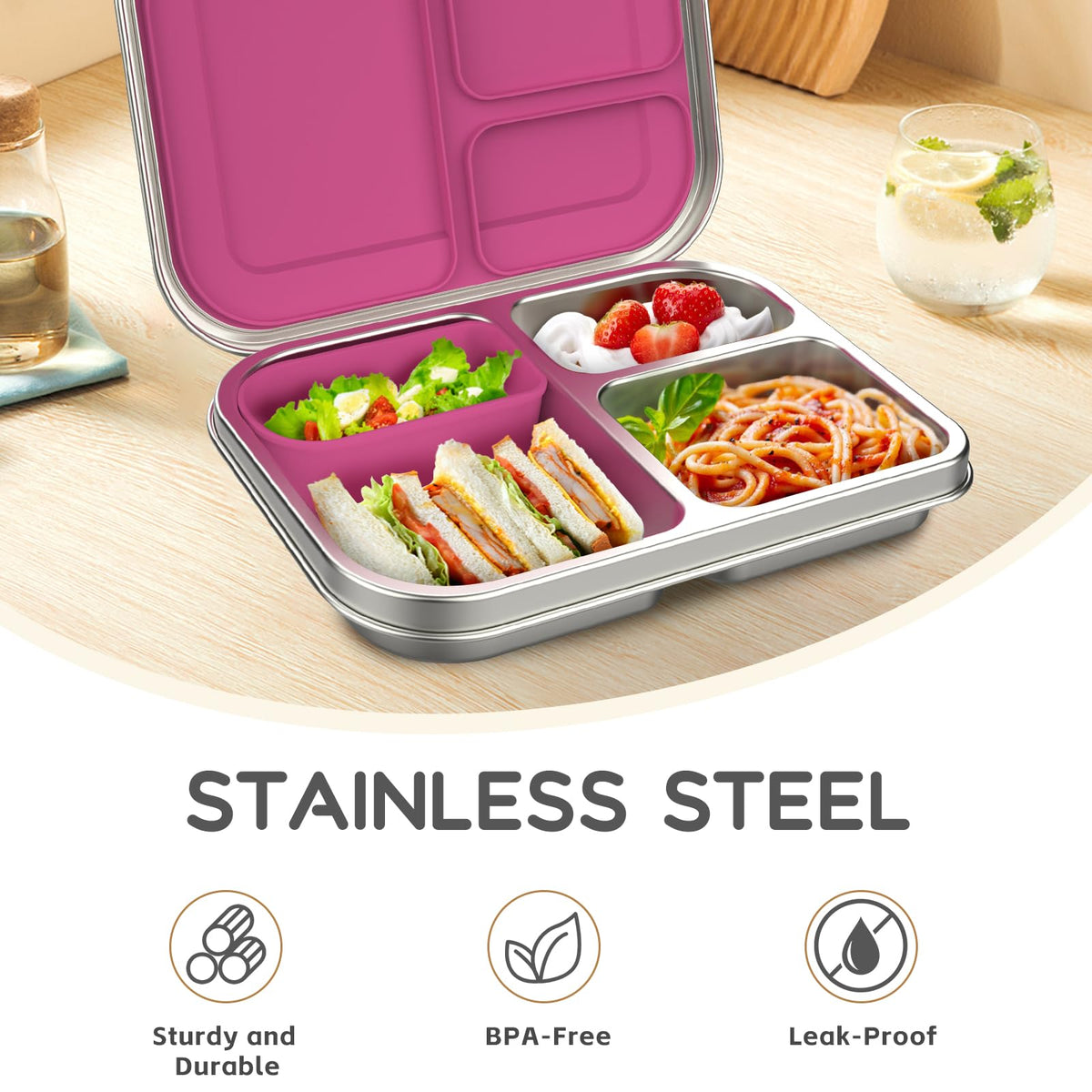BOSEDSANG leak-proof bento box featuring airtight seal prevents spills during travel
