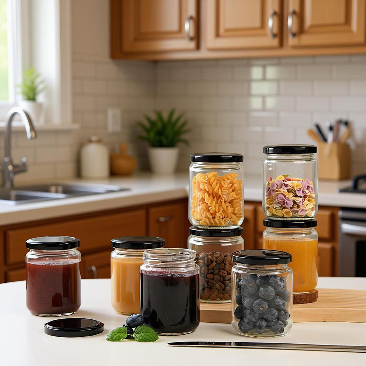 BPFY versatile jars suitable for jam, honey, or spices.