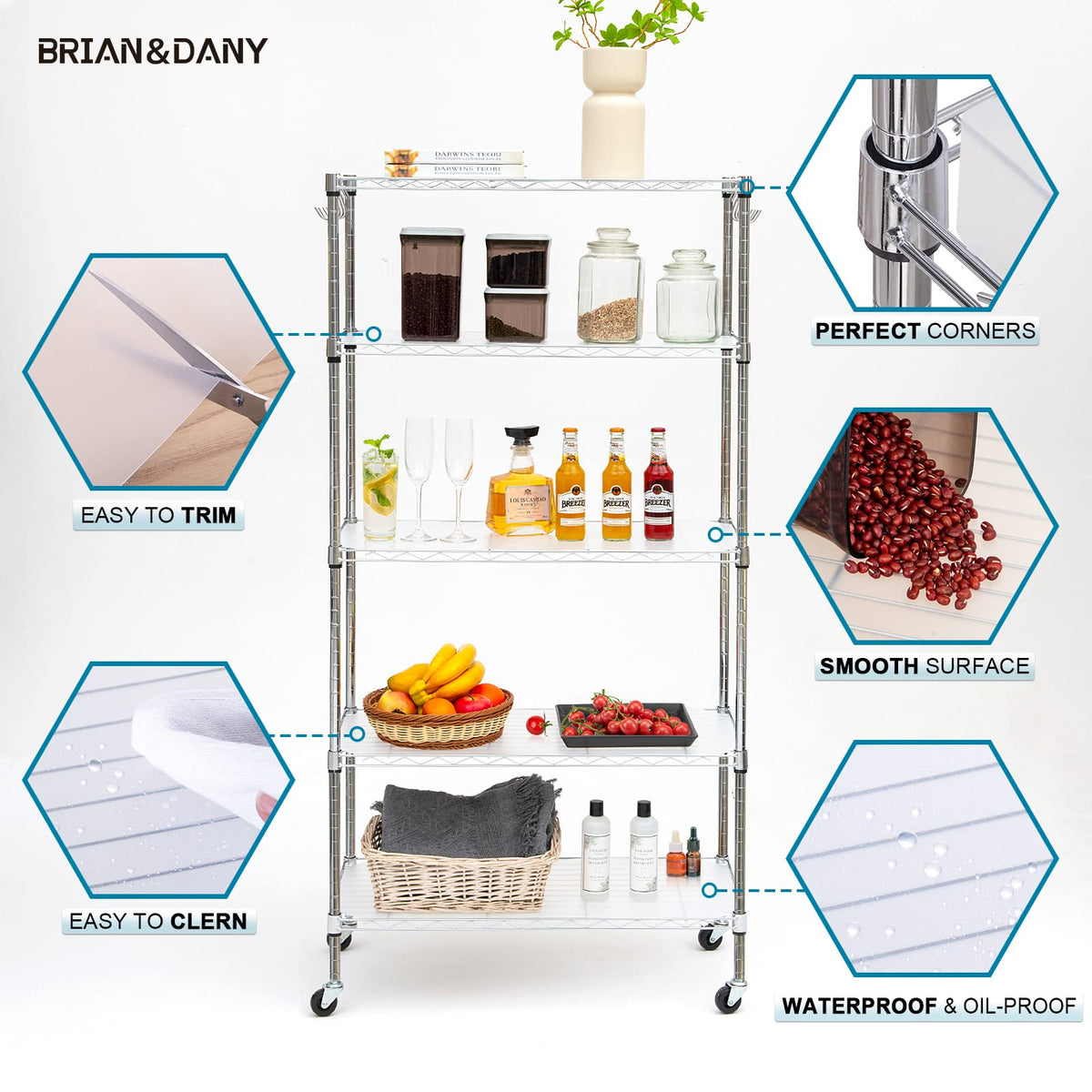 BRIAN & DANY non-adhesive liner that is easy to remove and replace.
