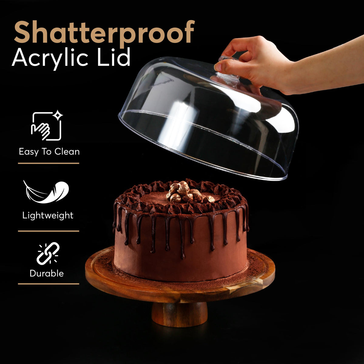 BreezyHome serving tray with lid ideal for cakes and cheeses.