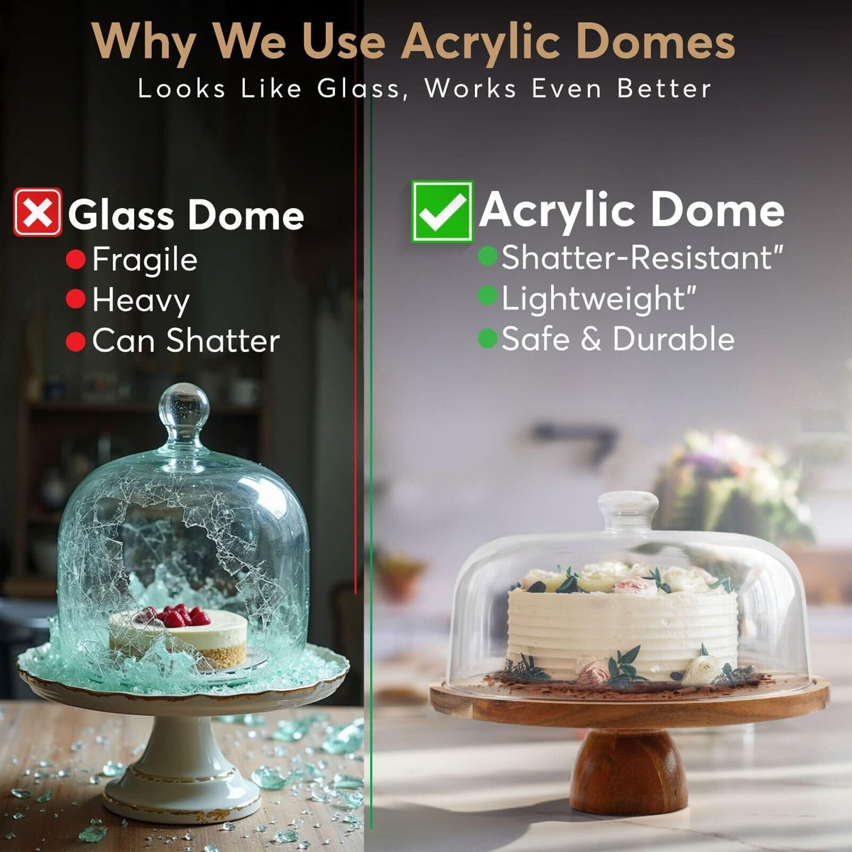 BreezyHome twelve-inch wooden cake plate fits up to ten-inch cakes.