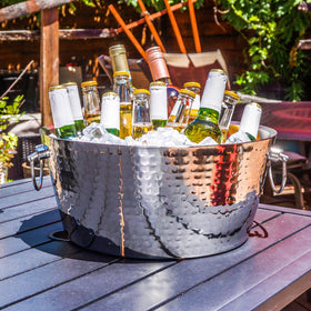 BREKX hammered stainless steel tub adds shimmer to weddings and celebrations.