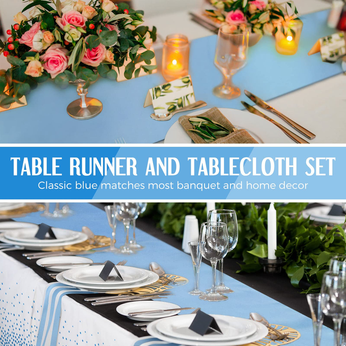 Breling dot-design tablecloth creates classic, eye-catching setups.