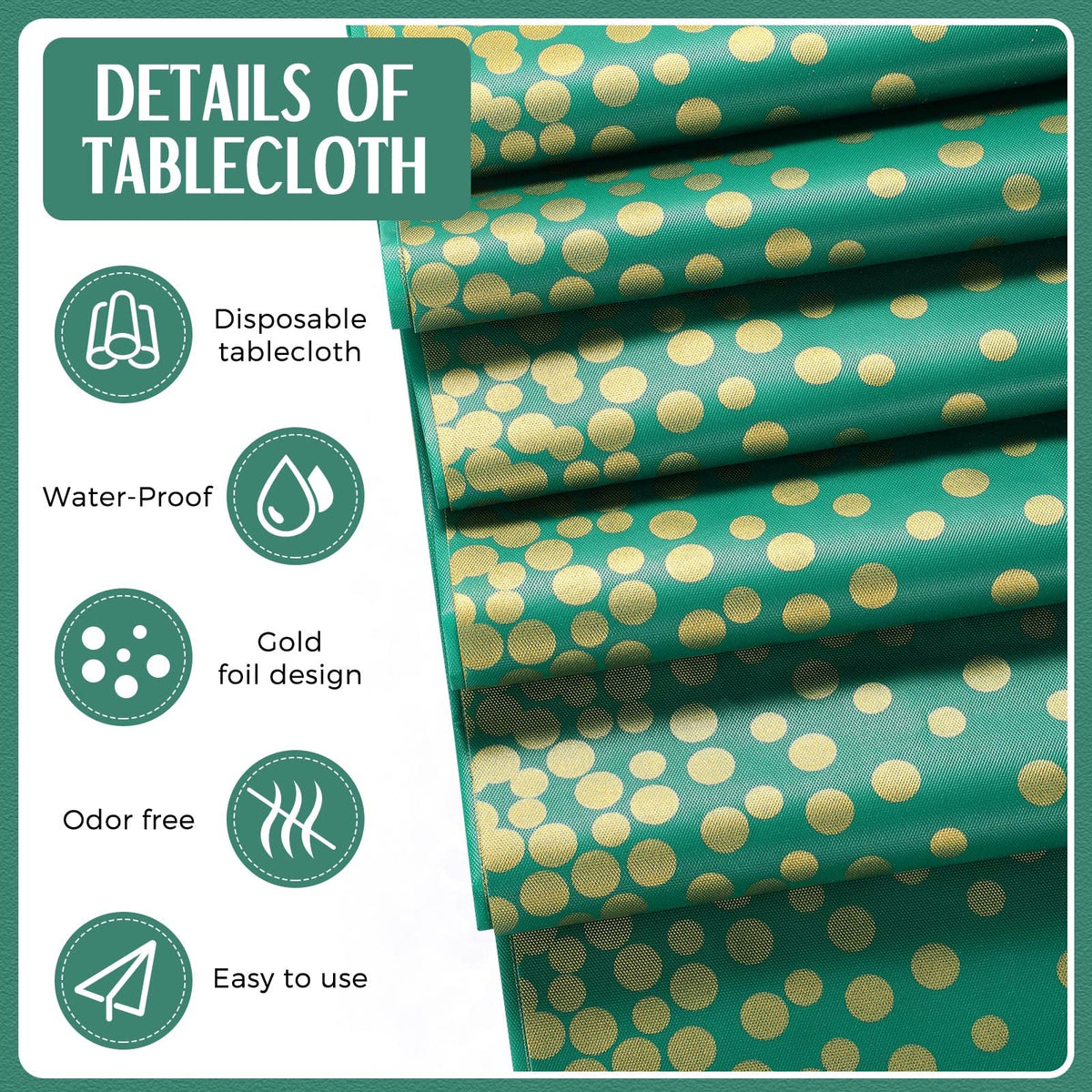 Breling seamless polka-dot tablecloth design adds timeless charm to events.