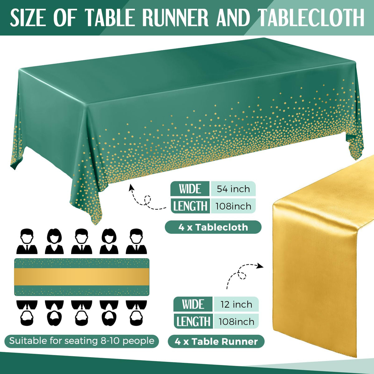 Breling satin table runner 12x108 adds a smooth, glossy finish.