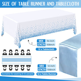 Breling white tablecloth enhances bright, clean reception tables.