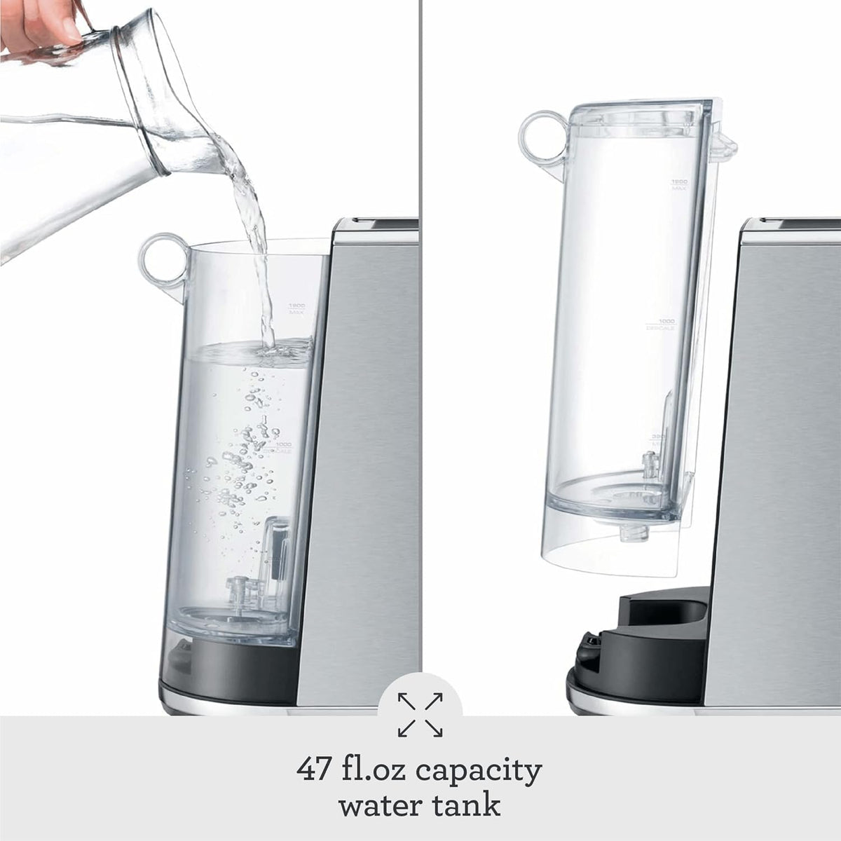Breville Bambino BES450BSS 19-gram portafilter supports full-flavor extractions.