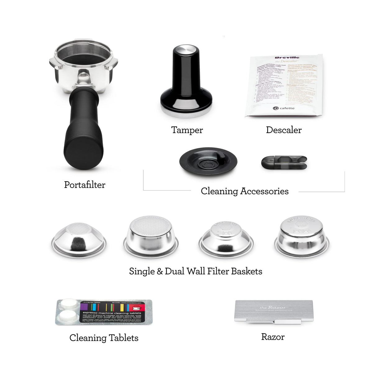 Breville Bambino Plus black stainless steel finish for durable style.
