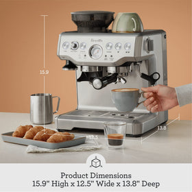 Breville Barista Express BES870BTR 67 oz water tank for continuous brewing.