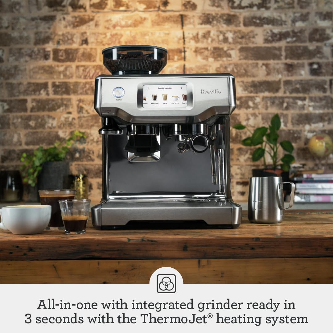 Breville Barista Touch BES880BTR digital display enabling quick, precise customization of drinks.