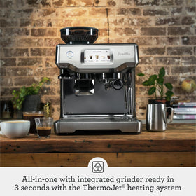Breville Barista Touch BES880BTR digital display enabling quick, precise customization of drinks.