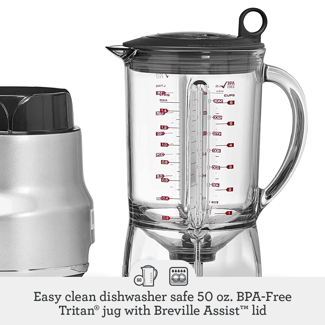 Breville BBL620DBL Assist Lid with ring pull ensures secure lid during operation