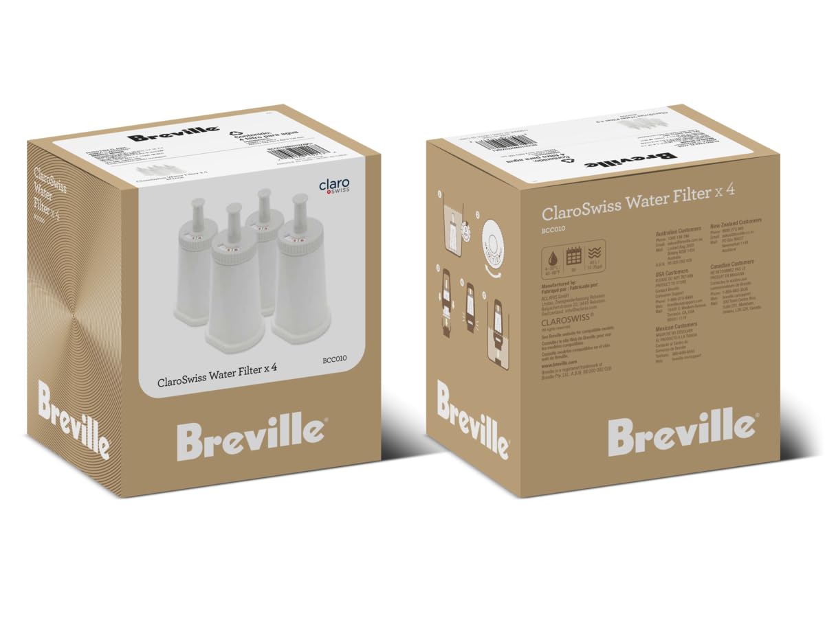 Breville Claro Swiss Water Filter in use reduces minerals for cleaner espresso