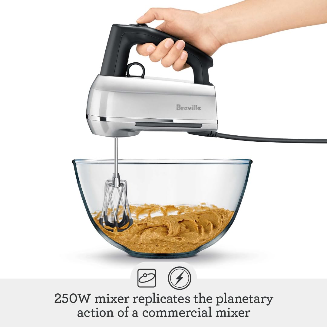 Breville BHM800OLT Beater IQ technology detects attachment for optimal speed.
