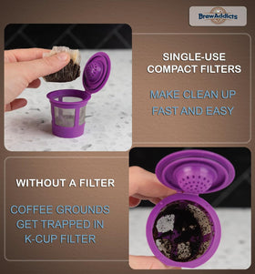Brew Addicts filtration promotes clean taste by trapping oils