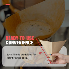 Brew Choice unbleached natural pulp filters for a sustainable, chemical-free brew.