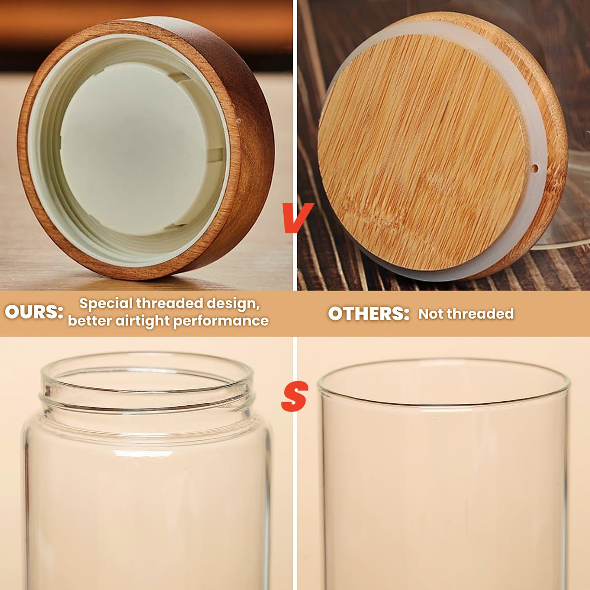 Brighomrom glass jar for nuts, cookies, and snacks with clear visibility.
