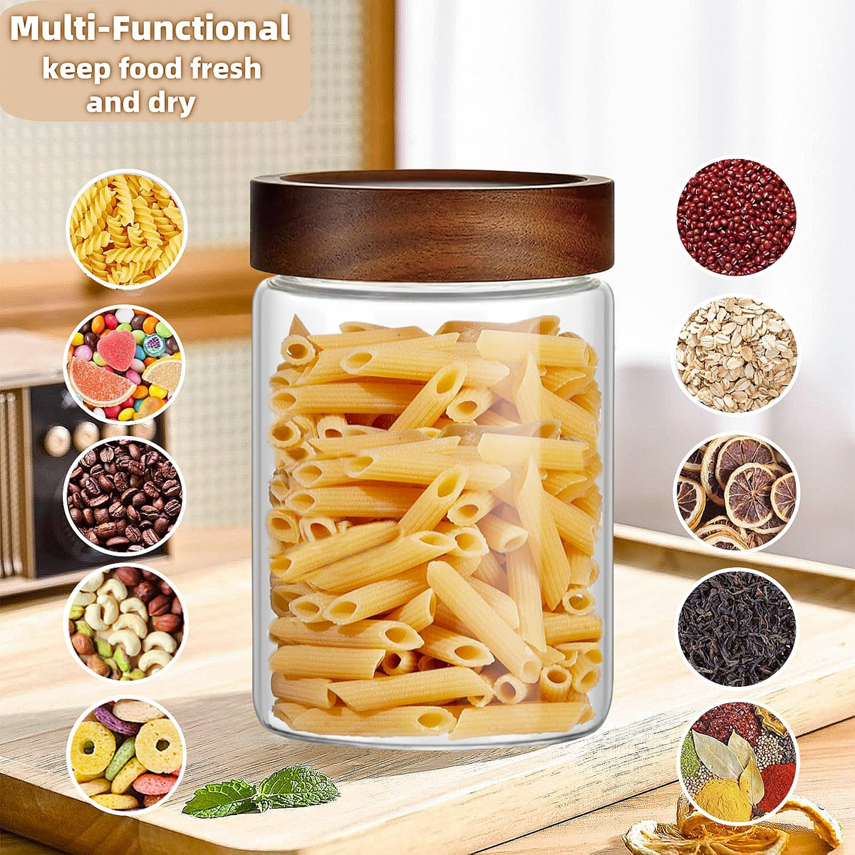 Brighomrom jar lid with silicone seal for freshness and moisture resistance.