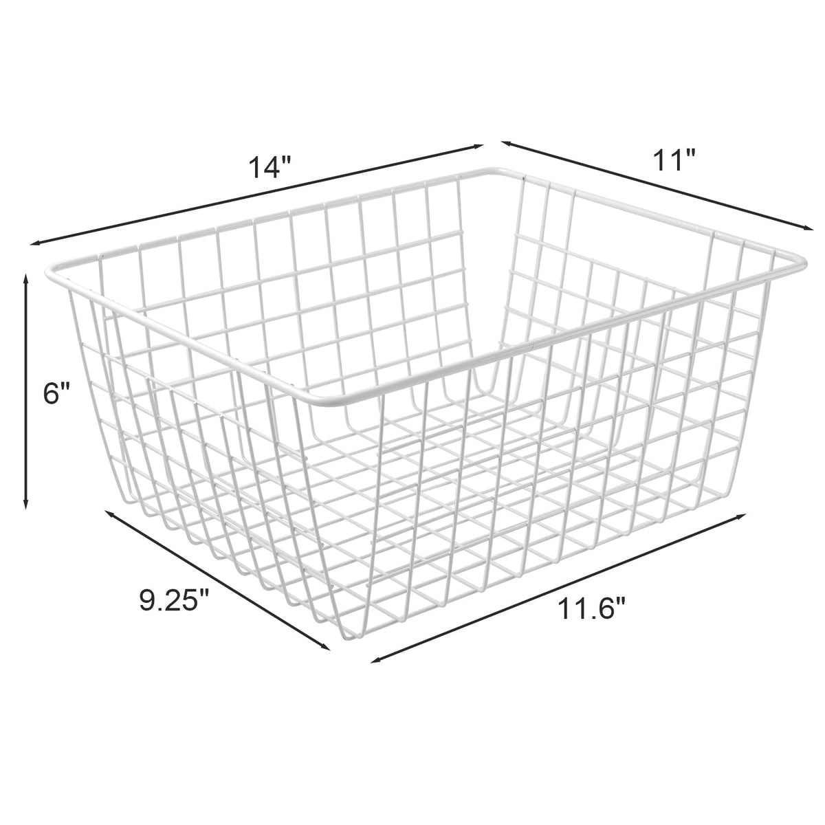 Brightalk white wire basket with built-in handles close-up for easy carrying