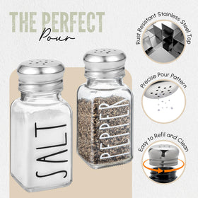 Brighter Barns salt and pepper shakers shown with a caddy for organized counters.