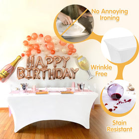 BRILLMAX wrinkle-free spandex table cover outdoors with a smooth taut surface