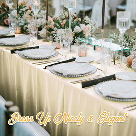 BRILLMAX beige tablecloth 60x102 durable fabric for high-traffic events.