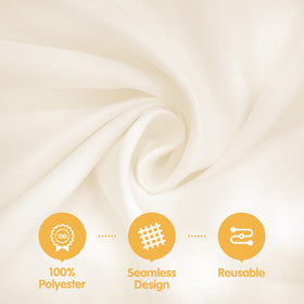 BRILLMAX ivory round tablecloth with hemmed edges ensures lasting professional presentation.