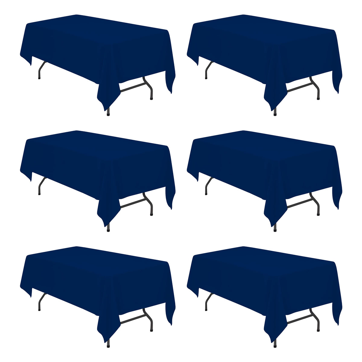 BRILLMAX navy blue 60x102 tablecloth on a rectangle table showing durable drape