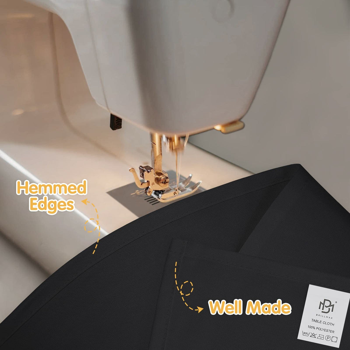 BRILLMAX wrinkle-resistant tablecloth helps maintain a crisp, professional look.