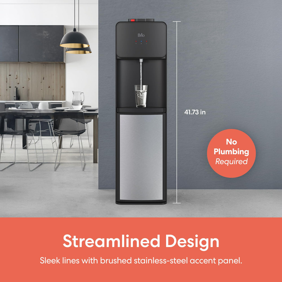 Brio 130SS LED empty-bottle alert indicates refill needs