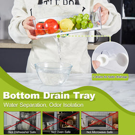 Brippo removable drain tray keeps moisture under control in fridge bins.