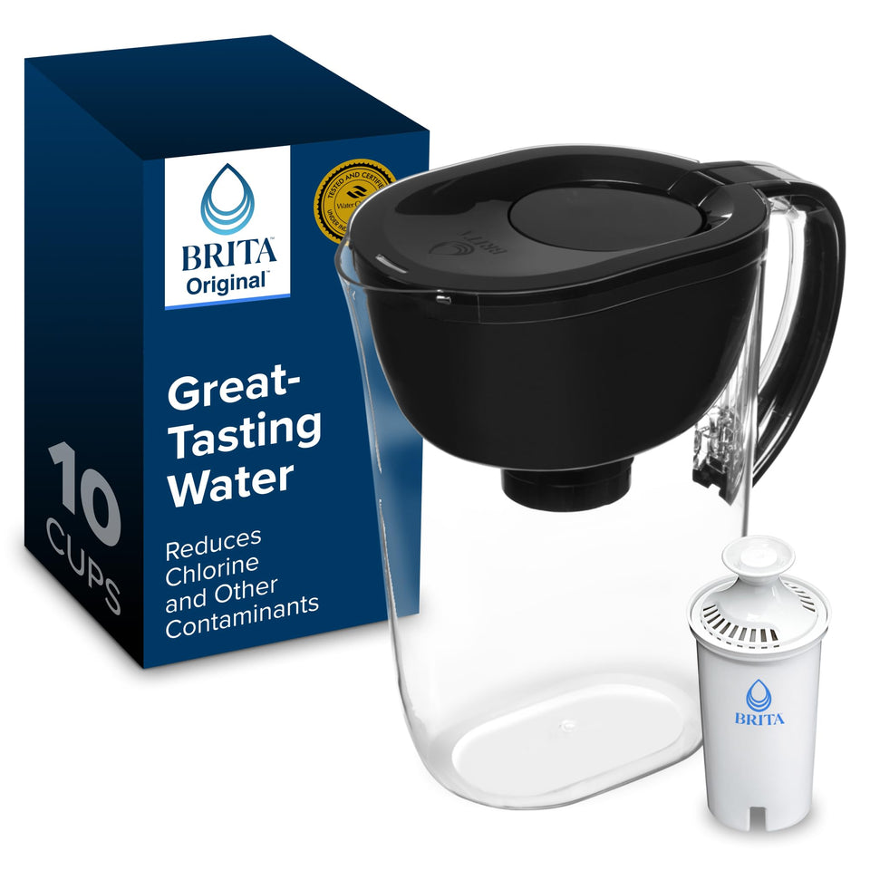 Brita large pitcher stretch limo black body, stylish BPA-free hydration for daily use.