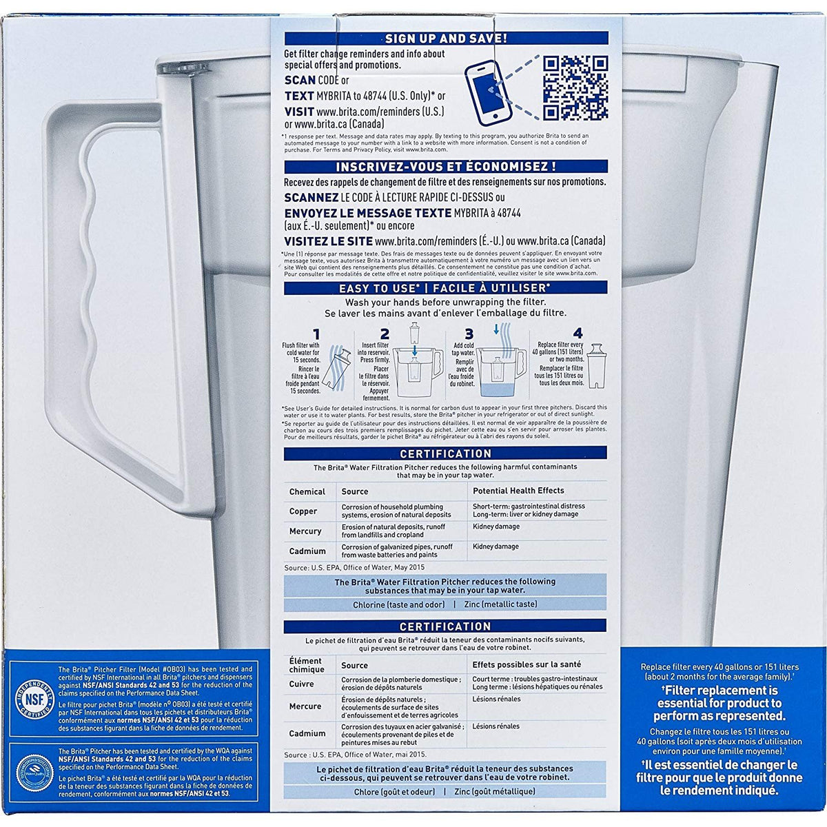 Brita Slim pitcher with advanced filter highlighting improved taste and odor reduction.