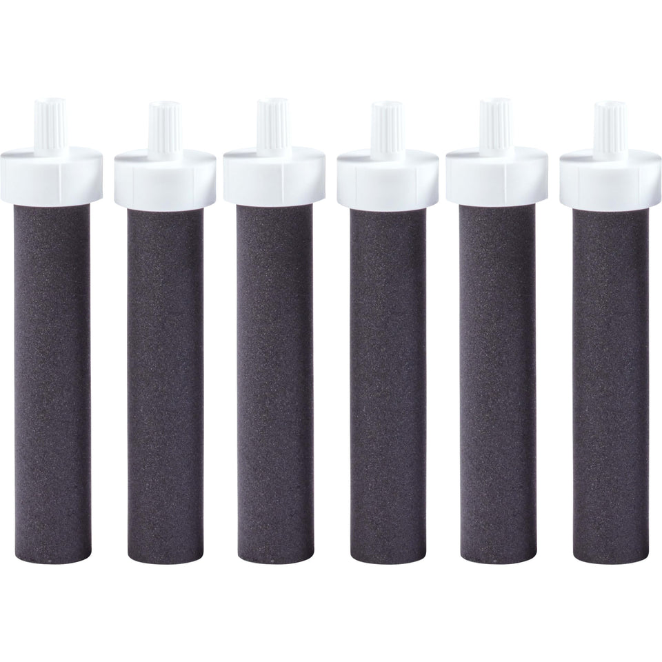 Brita water bottle filters pack six for fresher-tasting water on the go.