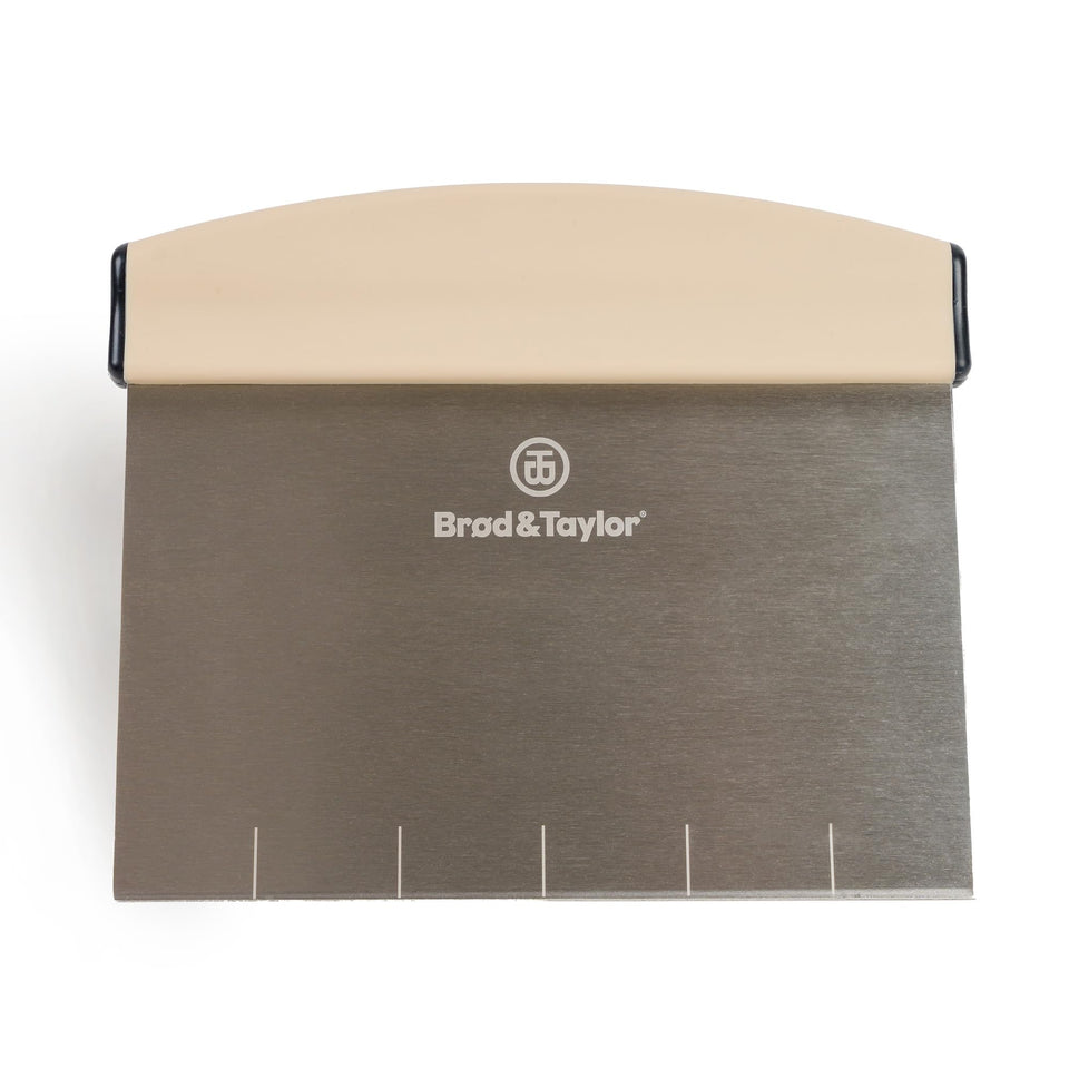Brod and Taylor bench knife with laser-etched 1-inch markings for precise dough portions.