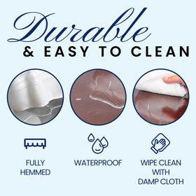 Broder MFG table protector features a fully hemmed edge for durability.