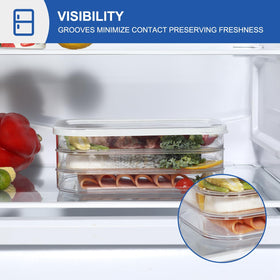 Bronkeeper deli meat container with cheese section promotes tidy fridge organization.